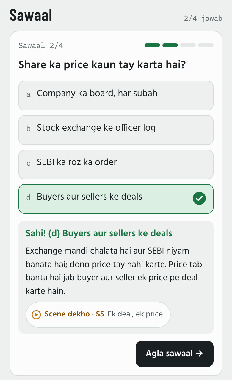 Sawaal: Share ka price kaun tay karta hai? Sahi jawab: buyers aur sellers ke deals